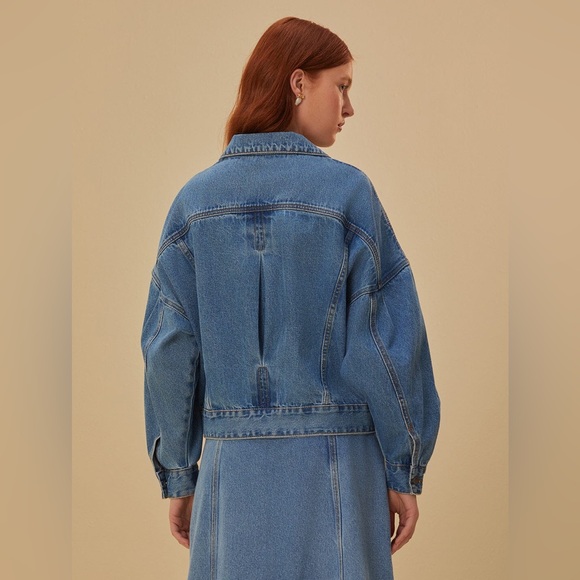 Farm Rio Denim Bomber Mini Jacket - Picture 4 of 8
